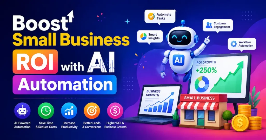 Boost small business ROI with AI automation through workflow automation, smart insights, customer engagement, and productivity improvements.