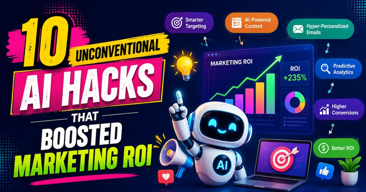 10 Unconventional AI Hacks That Boosted Marketing ROI with AI automation, analytics, and business growth illustration