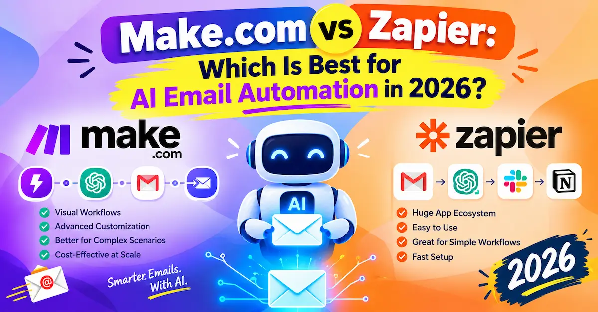 Make.com vs Zapier for AI email automation in 2026